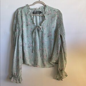 Code X Mode Pretty Floral Blouse in Mint Green